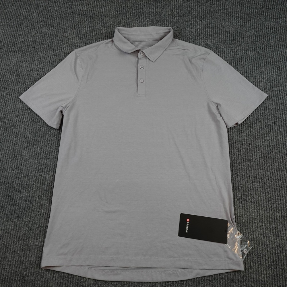 Lululemon Evolution Polo Shirt Mens Large Gray Golf Stretch Performance Athletic